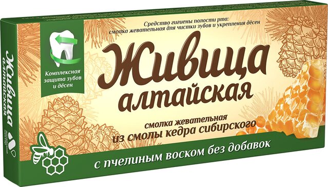 Живица Алтайская смолка жев. с пчелиным воском кедровая 0.8 г № 4