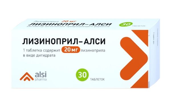 Лизиноприл АЛСИ табл. 20 мг № 30