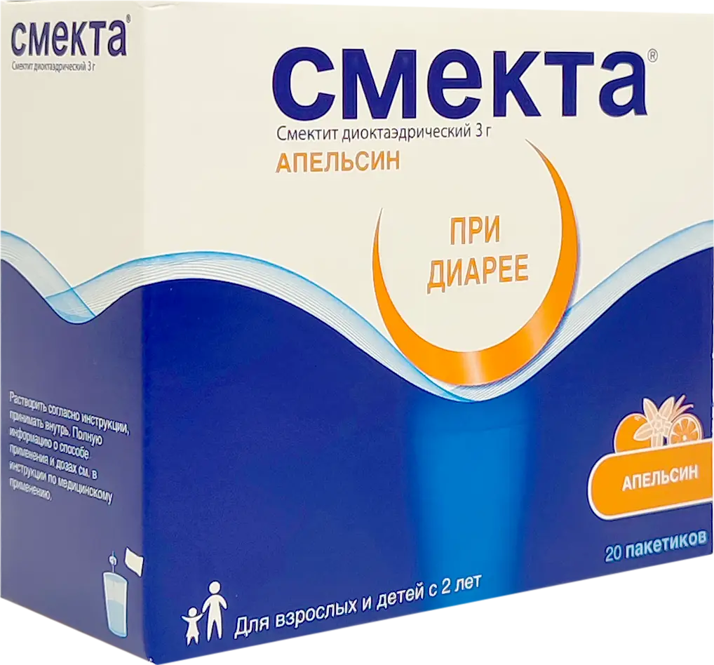 Смекта пор. для приг. сусп д/приема внутрь 3 г, 3.76 г № 20 апельсин