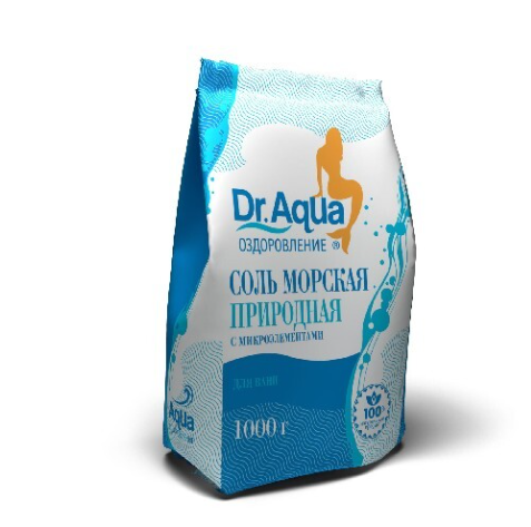 Соль для ванн Доктор Аква морская природная 1000 г